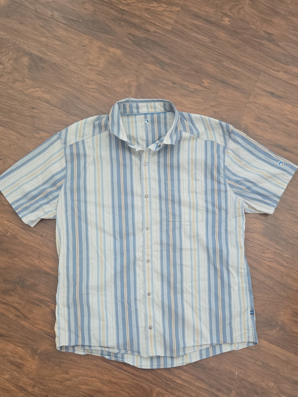 Kuhl Men’s Short-Sleeve Striped Button-Down — Blue & White_158